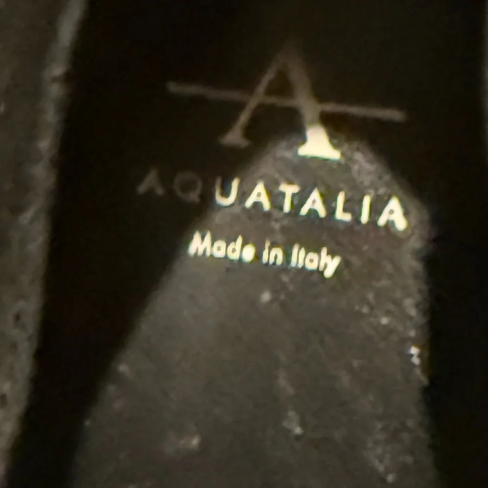 Aquatalia Lorita Genuine Suede Leather Platform Sole Slip-On Loafer Black Sz 6.5
